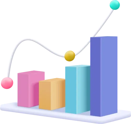 colorful bar chart with line graph, representing performance tracking and insights in digital finance